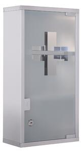 HOMCOM Dulap pentru Medicamente, Design Modern, Sticlă și Oțel, cu Ușă și 2 Chei, 48x25cm | Aosom Romania