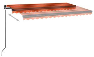 Copertină retractabilă manual, LED, portocaliu/maro, 400x350 cm