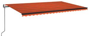 Copertină automată senzor vânt/LED, portocaliu/maro, 500x300 cm