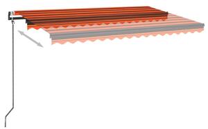Copertină automată senzor vânt&LED portocaliu/maro, 450x300 cm