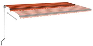 Copertină retractabilă manual, portocaliu și maro, 600x300 cm