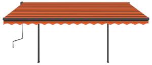 Copertină automată cu LED&senzor vânt, portocaliu/maro, 5x3,5 m