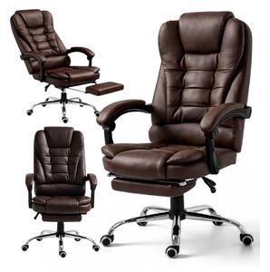 Scaun de birou BOSS cu suport pentru picioare - piele ecologică maro