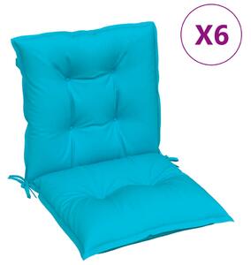 Perne scaun cu spătar scund, 6 buc., turcoaz 100x50x7 cm textil