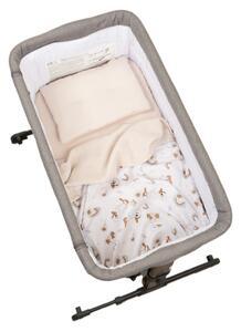 Lenjerie de vara din muselina pentru co-sleeper Kidizi Ducky, include cearceaf, perna si paturica cu doua fete, bumbac 100%