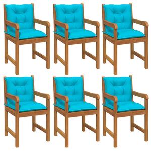 Perne scaun cu spătar scund, 6 buc., turcoaz 100x50x7 cm textil