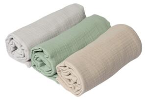 Set 3 paturici din muselina dubla moale 78x78 cm Kidizi Natur, 100% bumbac