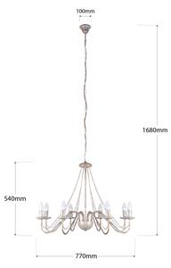 Candelabru pe lanț MALBO 8xE14/10W/230V alb/auriu/patină