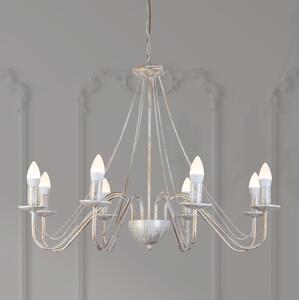 Candelabru pe lanț MALBO 8xE14/10W/230V alb/auriu/patină