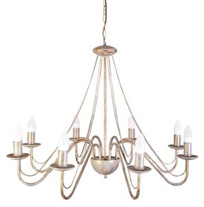 Candelabru pe lanț MALBO 8xE14/10W/230V alb/auriu/patină