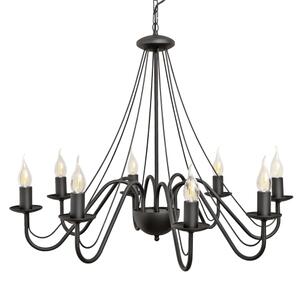 Lustră suspendată pe lanț MALBO, 8xE14/10W/230V, neagră