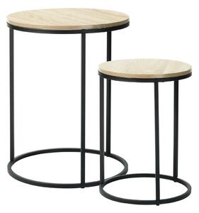 Set 2 măsuțe de cafea Trends4You, metal & MDF, design modern, negru cu crem