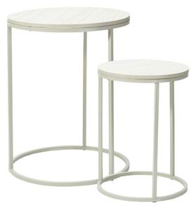 Set 2 măsuțe de cafea Trends4You, metal & MDF, design modern, alb