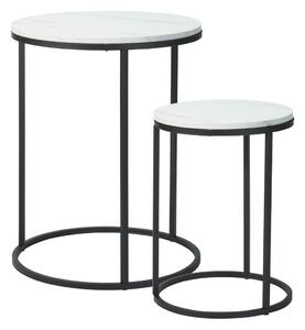 Set 2 măsuțe de cafea Trends4You, metal & MDF, design modern, negru cu alb