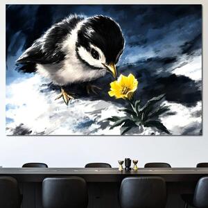 Tablou Canvas Premium, LuxCanva® M1013, Esenta Gingasiei, Pui, Floare, Inocenta, Copilarie, Puritate, Viata, Natura, Pasare, Fragil, Birou, Living, Camera Copii