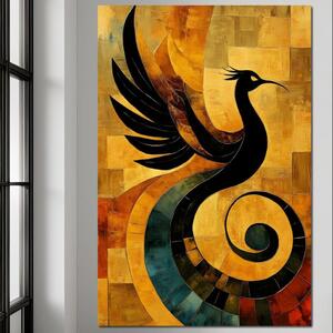 Tablou Canvas Premium, LuxCanva® M1023, Renastere Abstracta, Pasare, Zbor, Silueta, Aripi, Coada, Eleganta, Abstract, Modern, Mitologie, Birou, Living, Camera Copii
