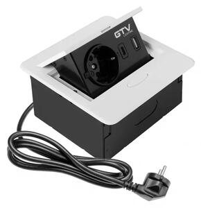 Priza incorporabila AVARO Schuko, USB A + C, cablu 1.5 m, alb