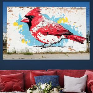 Tablou Canvas Premium, LuxCanva® M1025, Cardinal Urban, Cardinal, Rosu, Mural, Graffiti, Textura, Caramida, Urban, Perete, Cartier, Birou, Living, Camera Copii