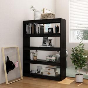 Bibliotecă/Separator cameră negru 100x30x135,5 cm lemn de pin