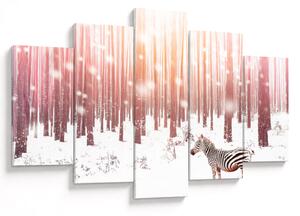 Tablou - Zebra în pădurea înzăpezită (150x105 cm)