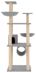 Ansamblu pisici cu stâlpi din funie sisal, gri deschis, 141 cm