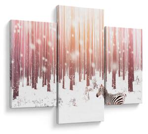 Tablou - Zebra în pădurea înzăpezită (90x60 cm)