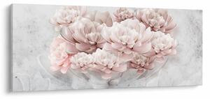 Tablou - Flori roz pe perete (120x50 cm)
