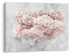 Tablou - Flori roz pe perete (70x50 cm)
