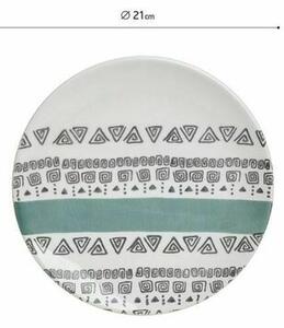 Set 6 farfurii desert, Ceramica, Multicolor, Boho