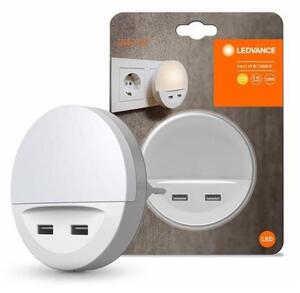 Corp de iluminat LED de veghe cu senzor și cu fișă integrată LUNETTA 2xUSB LED/13W/230V Ledvance