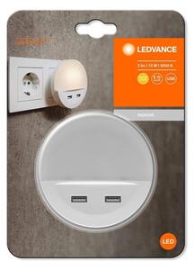 Corp de iluminat LED de veghe cu senzor și cu fișă integrată LUNETTA 2xUSB LED/13W/230V Ledvance