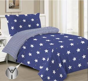 Lenjerie de pat din bumbac albastru, WHITE STARS