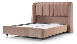 Pat HERMES 160x200, stofa catifelata maro - Velvet 266, cu somiera si