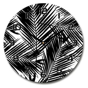 Ceas de sticlă pe perete rotund frunze de palmier