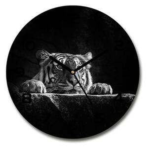 Ceas rotund de perete din sticlă Tigru