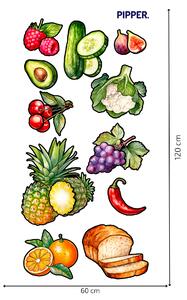 PIPPER. Autocolant de perete „Fructe si legume” 60x120cm Material: Vinil alb