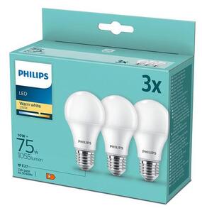 SET 3x bec LED Philips A60 E27/10W/230V 2700K