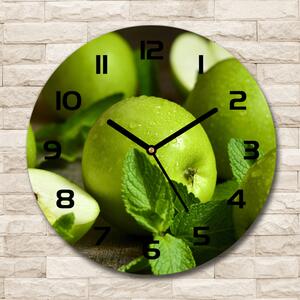 Ceas din sticlă rotund mere verzi