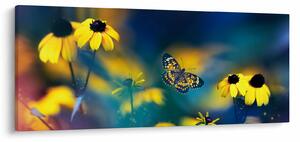 Tablou - Fluture galben și flori (120x50 cm)