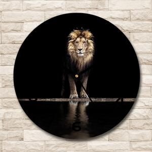 Ceas de sticlă pe perete rotund Portret de un leu