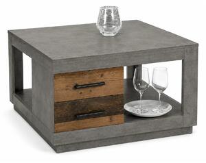 Masuta cafea Fulda, gri ciment/lemn antichizat, PAL, 80x80x46 cm