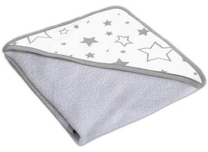 Prosop bebe din bumbac cu gluga 90x90 cm Kidizi Galaxy Grey, culoare gri, potrivit de la nastere pana la 2 ani