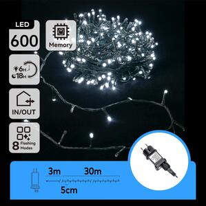 Aigostar - Ghirlandă LED pentru exterior, 600 LED-uri, 8 funcții, 33 m, IP44, alb rece
