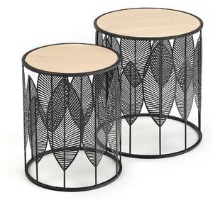 Set 2 masute cafea FOLLA, stejar/negru