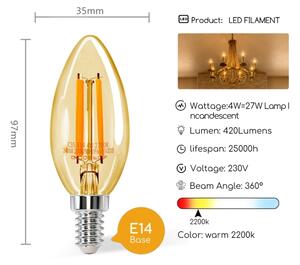 Bec LED C35 E14/4W/230V 2200K Aigostar