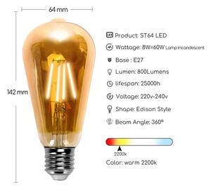 Bec LED ST64 E27/8W/230V 2200K Aigostar