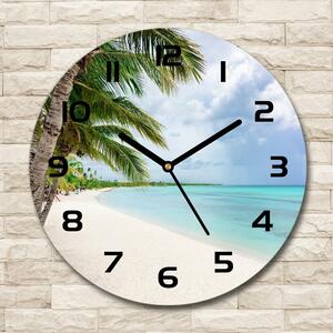 Ceas rotund de perete din sticlă plaja tropicala