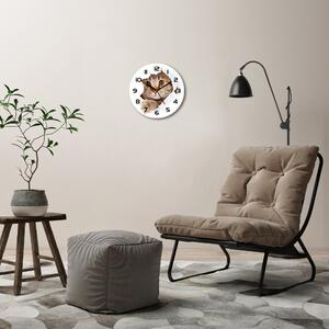 Ceas de sticlă pe perete rotund Pisică