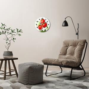 Ceas de sticlă pe perete rotund Tomate și salată