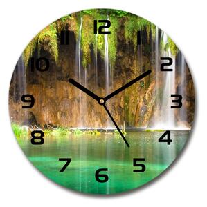 Ceas de sticlă pe perete rotund Lacurile Plitvice